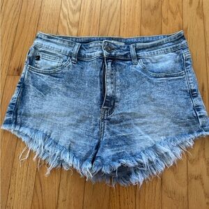 Denim Blue Women's Frayed Shorts